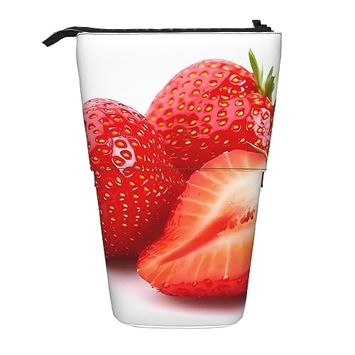 Fresh Strawberry Stand Pencil Holder Telescopic Pencil Case 2-in-1 Cute Pencil Pouch Pop-Up Pencil Holder Stationery Organizer Makeup Bag for Students and Office Supplies, Schwarz , Einheitsgröße, von BONDIJ