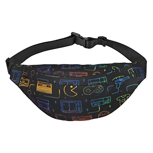 Game Video Gaming Fanny Packs für Damen Herren Leichte Verstellbare Hüfttasche für Reisen Wandern Radfahren, Schwarz, Einheitsgröße, Schwarz , Einheitsgröße von BONDIJ