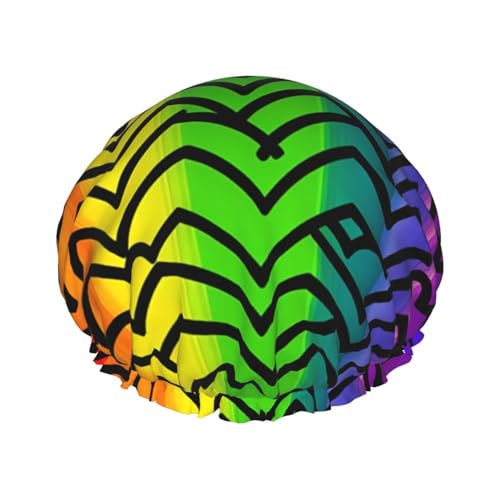 Gay Pride Duschhaube mit Regenbogenmuster, bedruckt, für Damen, wasserdicht, wiederverwendbar, doppellagig, Duschhut, Badehaube, Duschkappen für Herren und Damen, Spa, Salon von BONDIJ