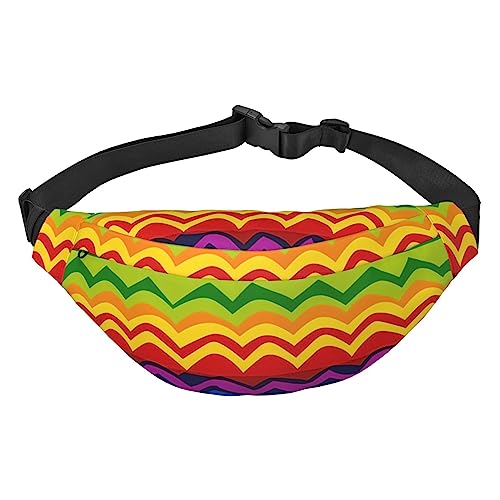 Gay Pride Regenbogen-Bauchtaschen für Damen und Herren, leichte, verstellbare Hüfttasche für Reisen, Wandern, Radfahren, Schwarz , Einheitsgröße von BONDIJ