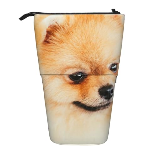 Gelbe Pommersche Druck Bleistift Fall Nette Stehen Bleistift Tasche Einziehbare Bleistift Halter Fall Schreibwaren Tasche, Gelb Pomeranian, Einheitsgröße, Münzbeutel von BONDIJ