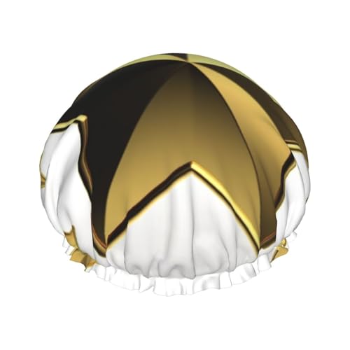 Gold Star Bedruckte Duschhaube für Frauen, wasserdichte Badekappen, wiederverwendbar, doppellagig, Duschhut, Badeduschkappen für Männer, Damen, Spa, Salon von BONDIJ