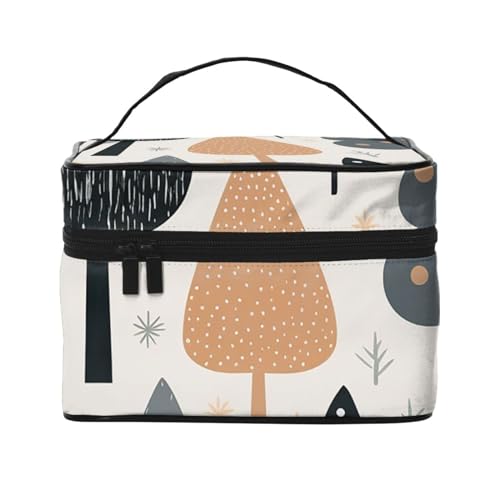 Green Bud Pilz-Reise-Make-up-Tasche für Damen, wasserabweisend, Kosmetiktasche, faltbar, Kulturbeutel, Lehrer-Geschenke, Grauer Druck, Einheitsgröße von BONDIJ