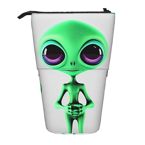 Grüner Alien-Ständer Stifthalter Teleskop-Federmäppchen 2-in-1 Niedliches Federmäppchen Pop-Up Bleistifthalter Schreibwaren Organizer Make-up-Tasche für Studenten und Bürobedarf, Schwarz , von BONDIJ