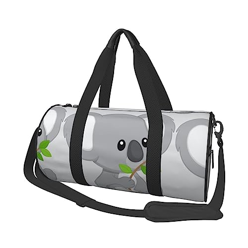 Grünes Blatt Koala Runde Turnbeutel Große Kapazität Reise Duffle Bag, langlebige Runde Reise Sport Taschen, Schwarz, Einheitsgröße, Schwarz , Einheitsgröße von BONDIJ