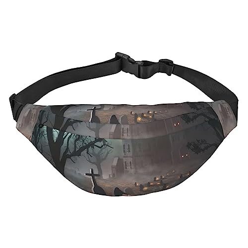 Halloween Horror Bauchtaschen für Damen Herren Leichte Verstellbare Hüfttasche für Reisen Wandern Radfahren, Schwarz, Einheitsgröße, Schwarz , Einheitsgröße von BONDIJ