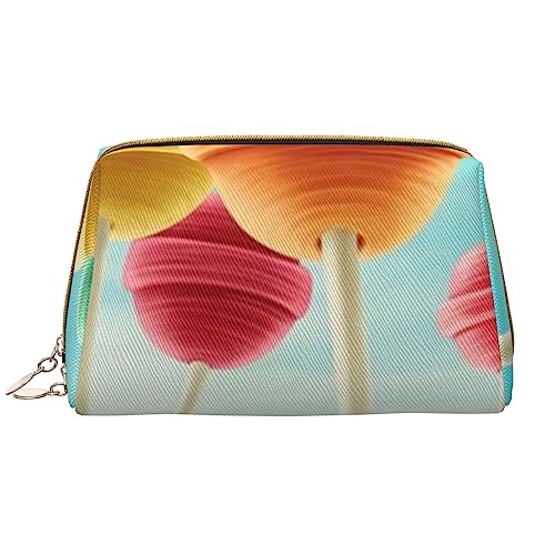 Happy Easter Leathers Waschbare Make-up-Tasche für Frauen, Reise-Kosmetiktaschen, tragbares Federmäppchen mit Reißverschluss, Bunte Lutscher, Einheitsgröße von BONDIJ