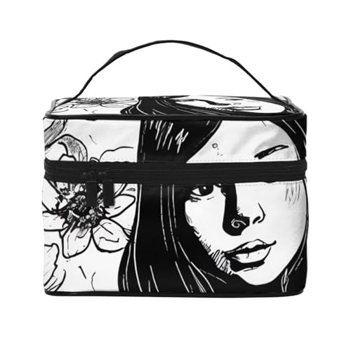 Heavy Industry Frosch Reise-Make-up-Tasche für Damen, wasserabweisend, Kosmetiktasche, faltbar, Kulturbeutel, Lehrer-Geschenke, Mädchen und Katze, Einheitsgröße von BONDIJ