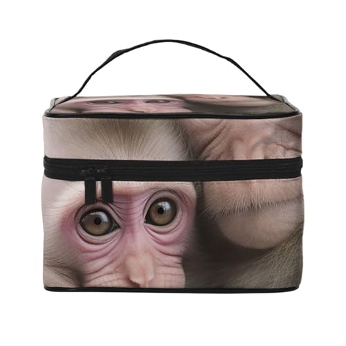 Heavy Industry Frosch Reise-Make-up-Tasche für Damen, wasserabweisend, Kosmetiktasche, faltbar, Kulturbeutel, Lehrer-Geschenke, Zwei Makaken umarmen, Einheitsgröße von BONDIJ