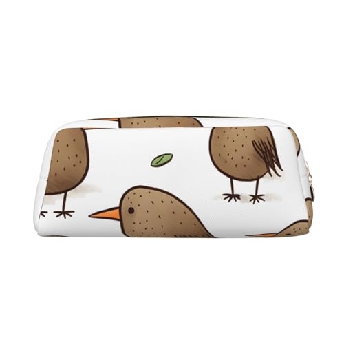 Kiwi Birds Cute Printed Leather Pencil Case Portable Travel Makeup Bag Large Capacity Toiletry Bag Zipper Storage Bag for Women Girls, gold, Einheitsgröße, Taschen-Organizer von BONDIJ