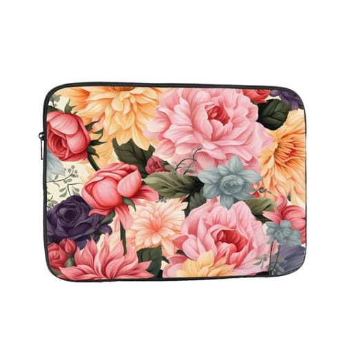 Laptop-Hülle mit Blumenmuster für Damen, stoßfeste Laptop-Schutzhülle, 25,4–43,2 cm, leichte Computerabdeckung, iPad-Hülle, Schwarz , 10 inch von BONDIJ