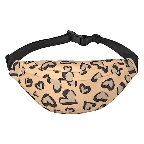 Leopard Love Bauchtasche für Damen und Herren, leicht, verstellbar, für Reisen, Wandern, Radfahren, Schwarz , Einheitsgröße von BONDIJ