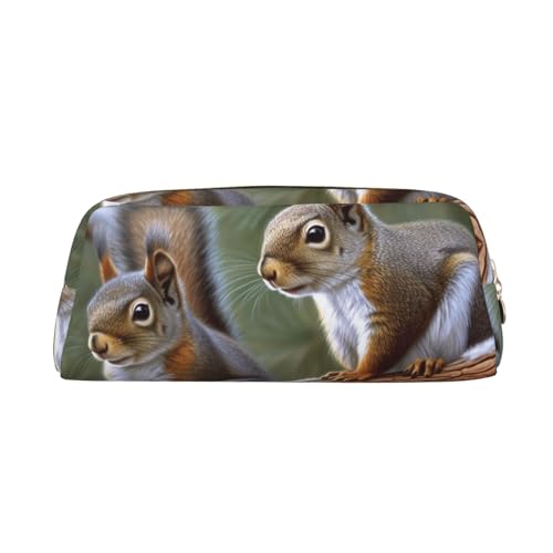 Little Squirrel Bedrucktes Leder Federmäppchen Tragbare Reise Make-up Tasche Große Kapazität Kulturbeutel Reißverschluss Aufbewahrungstasche für Frauen Mädchen, gold, Einheitsgröße, Taschen-Organizer von BONDIJ