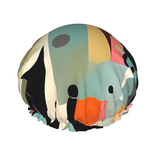 Mid-Century Modern Art Cat Printed Shower Cap for Women Waterproof Bath Caps Reusable Double Layered Shower Hat Bathing Shower Caps for Men Ladies Spa Salon von BONDIJ