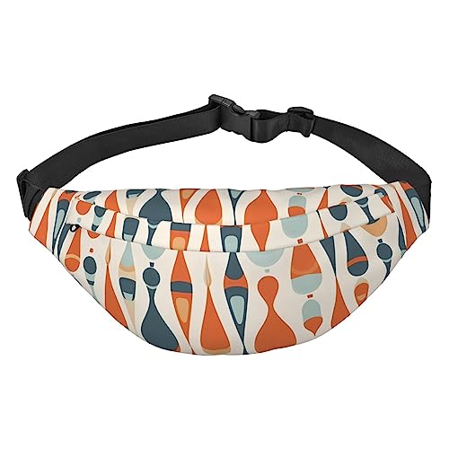 Mid Century Moderne Retro Bauchtaschen für Damen Herren, leichte, verstellbare Hüfttasche für Reisen, Wandern, Radfahren, Schwarz , Einheitsgröße von BONDIJ