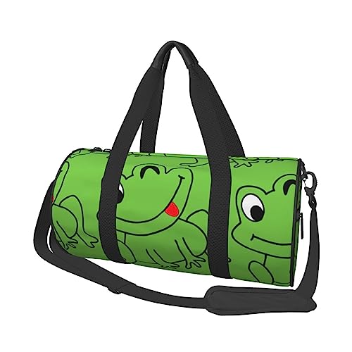 Niedlicher Frosch Runde Turnbeutel Große Kapazität Reise Duffle Bag, langlebige Runde Reise Sport Taschen, Schwarz, Einheitsgröße, Schwarz , Einheitsgröße von BONDIJ