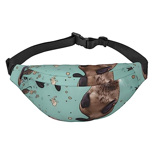 Otters Bauchtaschen für Damen und Herren, leichte, verstellbare Hüfttasche für Reisen, Wandern, Radfahren, Schwarz , Einheitsgröße von BONDIJ