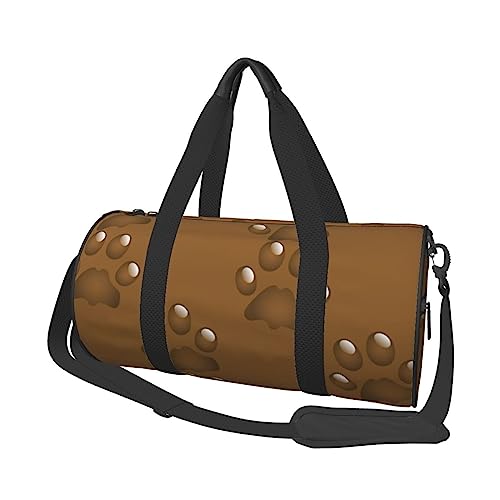 Pet Paw Prints Runde Turnbeutel Große Kapazität Reise Duffle Bag, langlebige Runde Reise Sport Taschen, Schwarz, Einheitsgröße, Schwarz , Einheitsgröße von BONDIJ