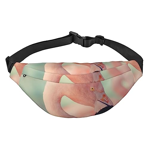 Pink Flamingo Fanny Packs für Damen Herren Leichte Verstellbare Hüfttasche für Reisen Wandern Radfahren, Schwarz, Einheitsgröße, Schwarz , Einheitsgröße von BONDIJ