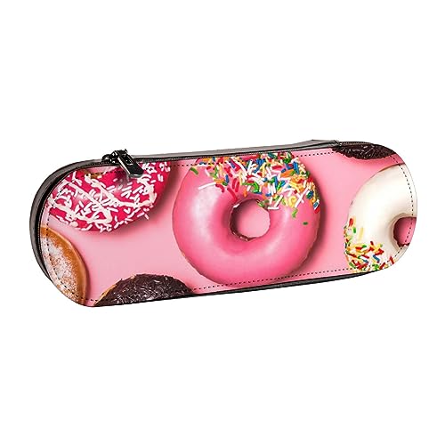 Puerto Rico – Bedrucktes Leder-Federmäppchen, großes Fassungsvermögen, niedliches Federmäppchen, Kosmetiktasche mit Reißverschluss, Rosa Donut, Einheitsgröße, Münzbeutel von BONDIJ