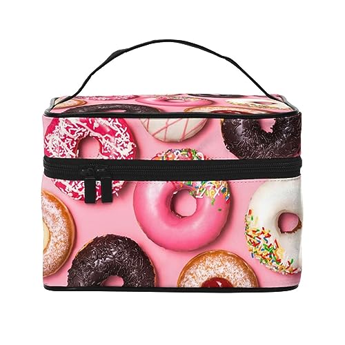 Puerto Rico – Strand-Reise-Make-up-Tasche für Frauen, wasserabweisende Kosmetiktasche, faltbare Kulturtasche, Lehrergeschenke, Rosa Donut, Einheitsgröße von BONDIJ