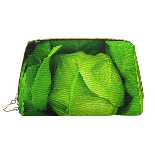 Pusteblumen-Leder-Make-up-Tasche für Damen, Reise-Kosmetiktaschen, tragbares Federmäppchen mit Reißverschluss, Grünes Gemüse, Einheitsgröße von BONDIJ