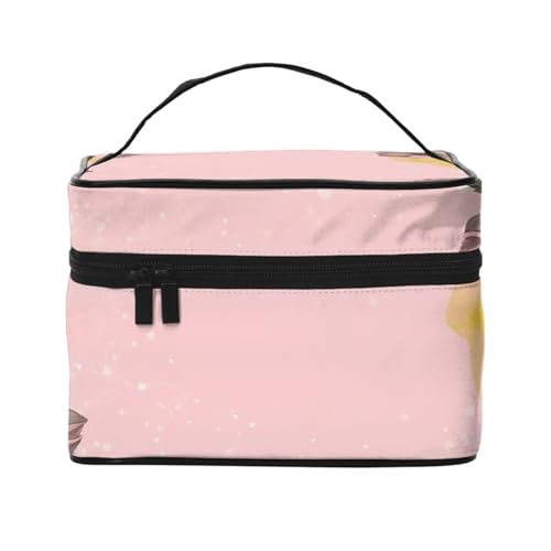 Reise-Make-up-Tasche für Damen, wasserabweisend, faltbar, Kulturbeutel, Lehrergeschenk, Rot, Rosa Blumenrahmen, Einheitsgröße von BONDIJ