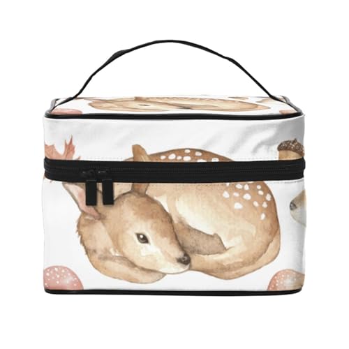 Reise-Make-up-Tasche mit Ampel für Damen, wasserabweisend, Kosmetiktasche, faltbar, Kulturbeutel, Lehrer-Geschenke, Wald-Waschbär-Tiere, Einheitsgröße von BONDIJ