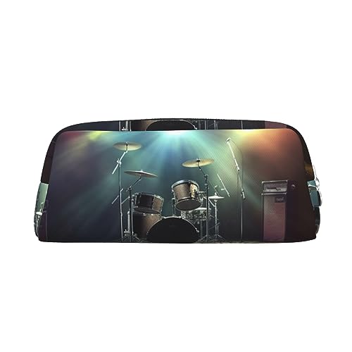 Rock Band Bühne Bedrucktes Leder Federmäppchen Tragbare Reise Make-up Tasche Große Kapazität Kulturbeutel Reißverschluss Aufbewahrungstasche für Frauen Mädchen, silber, Einheitsgröße, von BONDIJ