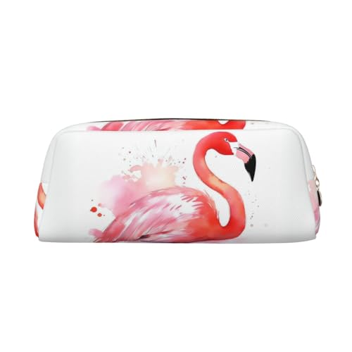 Rosa Flamingo Aquarell Gedruckt Leder Federmäppchen Tragbare Reise Make-up Tasche Große Kapazität Kulturbeutel Reißverschluss Aufbewahrungstasche für Frauen Mädchen, gold, Einheitsgröße, von BONDIJ