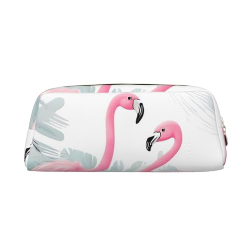 Rosa Flamingo Bedrucktes Leder Federmäppchen Tragbare Reise Make-up Tasche Große Kapazität Kulturbeutel Reißverschluss Aufbewahrungstasche für Frauen Mädchen, gold, Einheitsgröße, Taschen-Organizer von BONDIJ