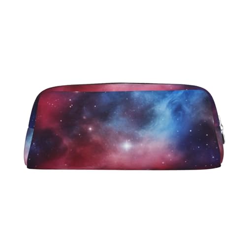 Rot Blau Galaxy Gedruckt Leder Bleistift Fall Tragbare Reise Make-up Tasche Große Kapazität Kulturbeutel Reißverschluss Aufbewahrungstasche für Frauen Mädchen, silber, Einheitsgröße, Taschen-Organizer von BONDIJ