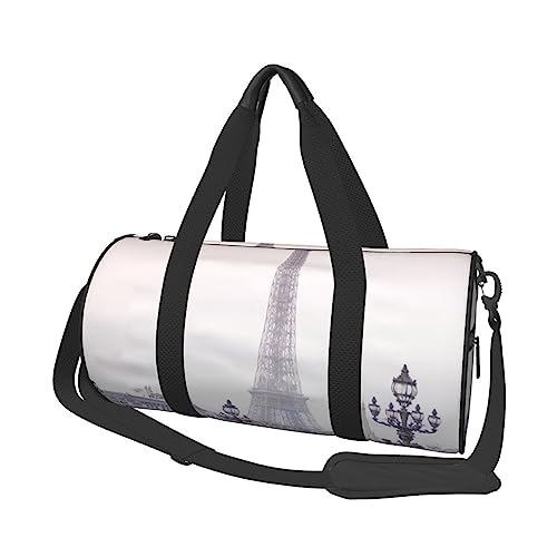 Runde Turnbeutel, Große Kapazität Reise Duffle Bag, Durable Eiffelturm Runde Reise Sport Taschen, Schwarz , Einheitsgröße von BONDIJ