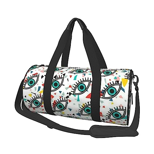 Runde Turnbeutel, Große Kapazität Reise Duffle Bag, Durable Exotic Tribe Tie Dye Stil Runde Reise Sport Taschen, Böse Augen4, Einheitsgröße von BONDIJ