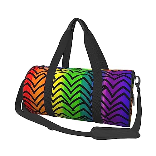 Runde Turnbeutel, Große Kapazität Reise Duffle Bag, Durable Gay Pride Regenbogen Muster Runde Reise Sport Taschen, Schwarz , Einheitsgröße von BONDIJ