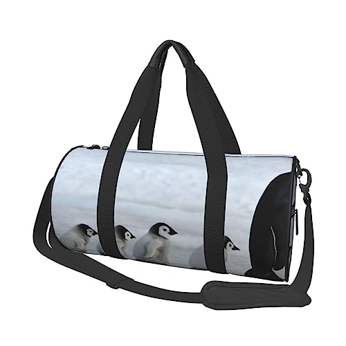 Runde Turnbeutel, Große Kapazität Reise Duffle Bag, Durable Kaiser Pinguine Küken Runde Reise Sport Taschen, Schwarz , Einheitsgröße von BONDIJ