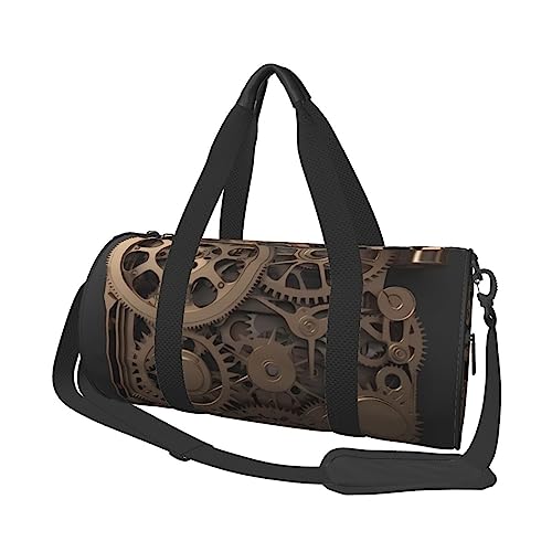 Runde Turnbeutel, Große Kapazität Reise Duffle Bag, Durable Steampunk Mechanische Getriebe Runde Reise Sport Taschen, Schwarz , Einheitsgröße von BONDIJ