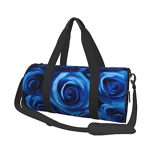 Runde Turnbeutel, große Kapazität Reise Duffle Bag, Durable Blue Rose Runde Reise Sport Taschen, Schwarz , Einheitsgröße von BONDIJ