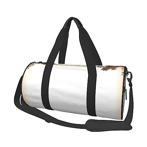 Runde Turnbeutel, große Kapazität Reise Duffle Bag, Durable Pine Cone Border Runde Reise Sport Taschen, Schwarz , Einheitsgröße von BONDIJ