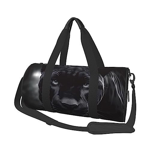 Runde Turnbeutel, große Kapazität Reise Duffle Bag, Durable Tier Panther Runde Reise Sport Taschen, Schwarz , Einheitsgröße von BONDIJ