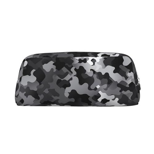 Schwarze weiße graue Camouflage-bedruckte Leder-Federmappe tragbare Reise-Make-up-Tasche große Kapazität Kulturbeutel Reißverschluss Aufbewahrungstasche für Frauen Mädchen, silber, Einheitsgröße, von BONDIJ