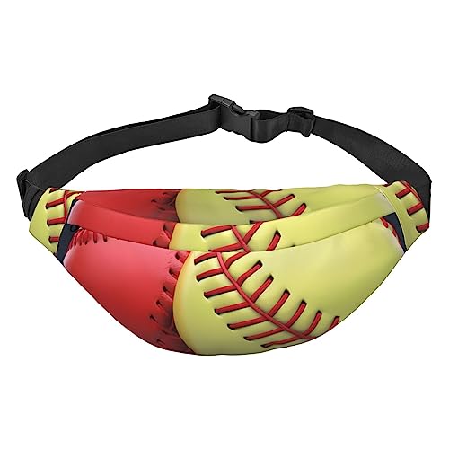 Softball Bauchtaschen für Damen und Herren, leichte, verstellbare Hüfttasche für Reisen, Wandern, Radfahren, Schwarz , Einheitsgröße von BONDIJ