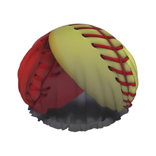 Softball bedruckte Duschhaube für Frauen, wasserdichte Badekappen, wiederverwendbar, doppellagig, Duschhut, Badeduschkappen für Männer, Damen, Spa, Salon von BONDIJ