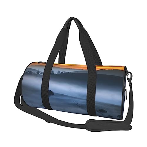 Tea Field Runde Turnbeutel Große Kapazität Reise Duffle Bag, langlebige Runde Reise Sport Taschen, Schwarz, Einheitsgröße, Schwarz , Einheitsgröße von BONDIJ