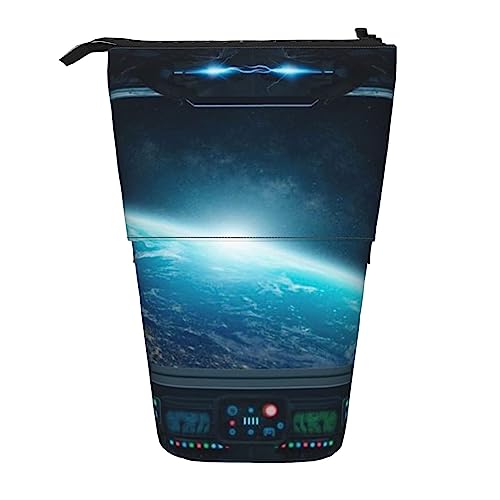 Teleskop Federmäppchen Weltraum Ansichten Aus Dem Raumschiff Stehen Up Bleistift Beutel Tragbare Bleistift Tasche Pop Up Bleistift Halter Make-up Tasche Für Urlaub Geschenk von BONDIJ