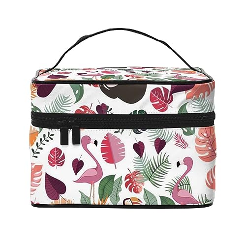 Vintage Floral Reise Make-up Tasche für Frauen, wasserabweisende Kosmetiktasche Faltbare Kulturtasche Lehrer Geschenke, Faultier in rosa tropischem Dschungel, Einheitsgröße von BONDIJ