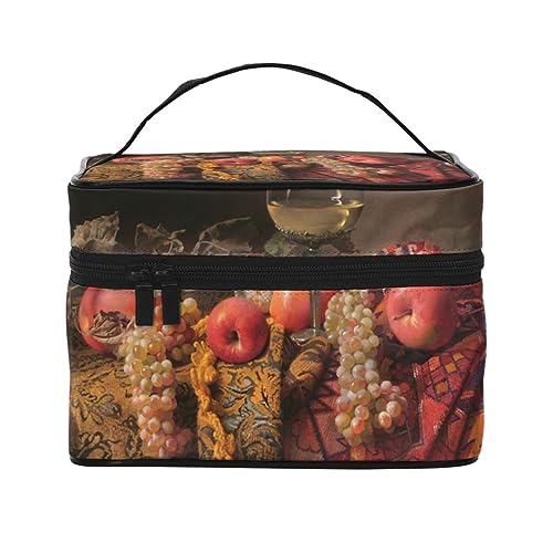 Vintage Floral Reise Make-up Tasche für Frauen, wasserabweisende Kosmetiktasche Faltbare Kulturtasche Lehrer Geschenke, Stillleben Obst Äpfel, Einheitsgröße von BONDIJ