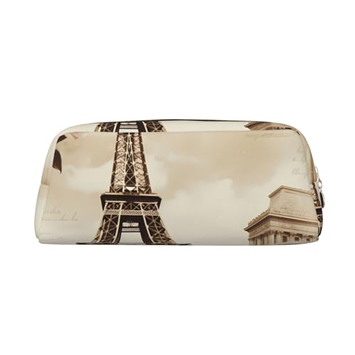 Vintage Paris Eiffelturm Schmetterling Gedruckt Leder Federmäppchen Tragbare Reise Make-up Tasche Große Kapazität Kulturbeutel Reißverschluss Aufbewahrungstasche für Frauen Mädchen, gold, von BONDIJ