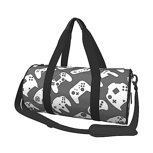 White Gaming Equipment Runde Turnbeutel Große Kapazität Reise Duffle Bag, langlebige Runde Reise Sport Taschen, Schwarz, Einheitsgröße, Schwarz , Einheitsgröße von BONDIJ