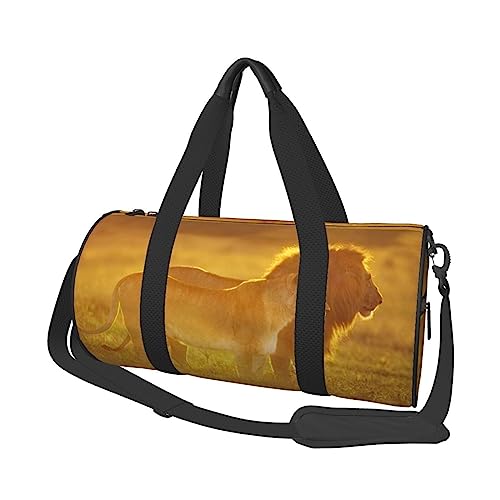 Wilde Tiere Runde Turnbeutel Große Kapazität Reise Duffle Bag, langlebige Runde Reise Sport Taschen, Schwarz, Einheitsgröße, Schwarz , Einheitsgröße von BONDIJ